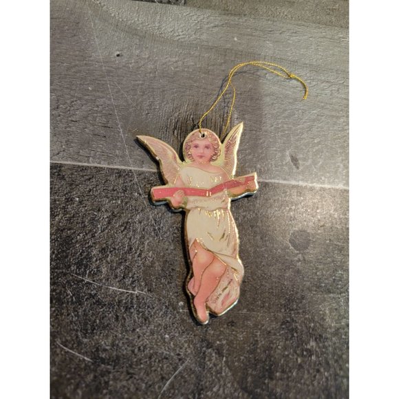 Angel cherub wings book read ornament xmas - Picture 1 of 3